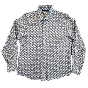 Perry Ellis Jacquard Paisley-Print Button Up Shirt Men's‎ Large Gray Grey EUC LN